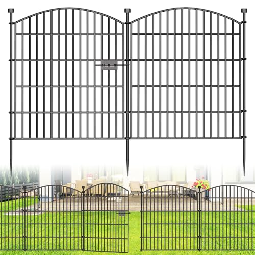 5 Panel No Dig Decorative Garden Fence with Gate 32" H x 11.8'L Dog Barrier (32 in(H) X 11.8 ft(L))