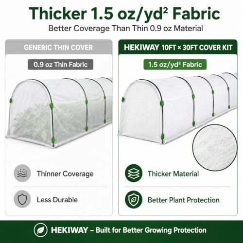 10 FT x 30 FT Frost Cloth Kit with 6 Garden Hoops (10Ft x 30Ft 1.5oz/yd²)