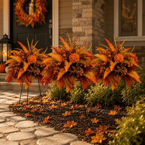 Harvest Floral Garden Stake Arrangement (Orange-3pcs)