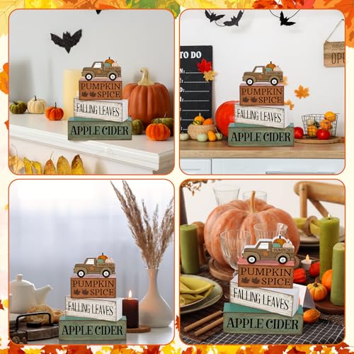 4 Pcs Fall Table Decoration for Home Fall Truck Decor (Pumpkin Truck)