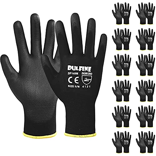 Safety Work Gloves for Men 12 Pairs (Black / XX-Large)