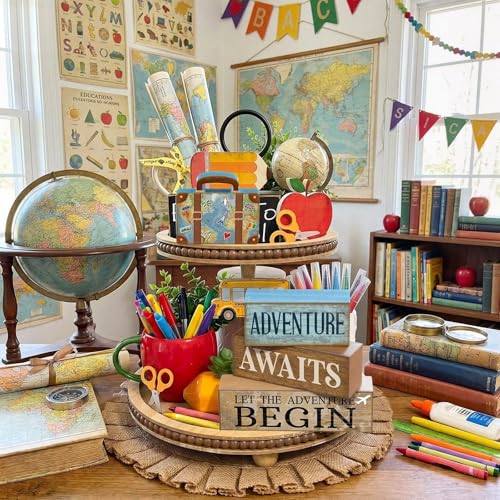 4 Pcs Travel Party Decoration Vintage Wood Suitcase Table Decor (Travel)
