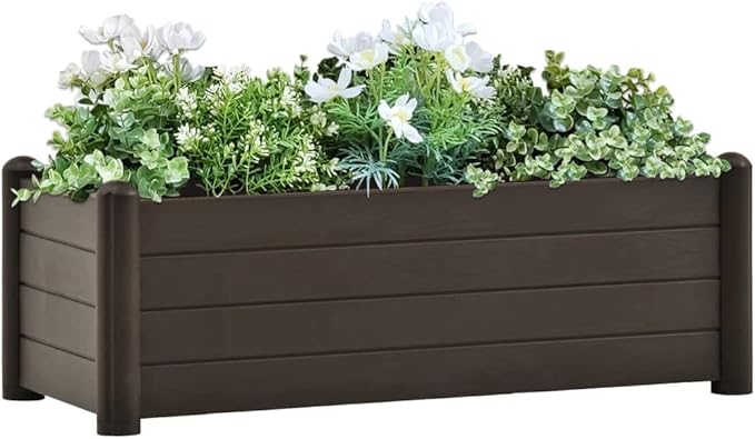 Garden Raised Bed PP Mocha 39.4"x16.9"x13.8" Large Outdoor Planters Pots for Plants Garden Pots for Raised Garden Beds for Porch Plants Outdoor Gardening