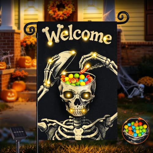 Halloween Lighted Garden Flag (Multicolor Skeleton / 12x18 Inch)