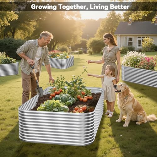 2 Pack Tall 8x4FT Corrugated Galvanized Steel Raised Garden Bed Outdoor (8x4FT)