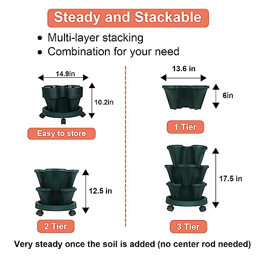 Vertical Planter Tower (Green / 3 Tier)