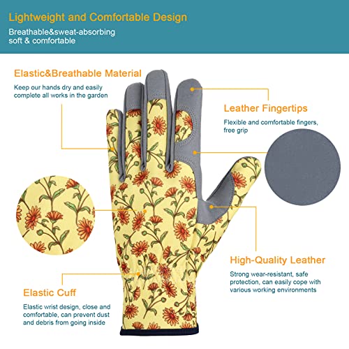 Gardening Gloves for Women (Grey+yellow)
