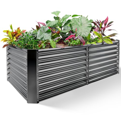 8×4×2 ft Galvanized Raised Garden Bed Kit (8×4×2ft（Rectangular） / 3-grey)