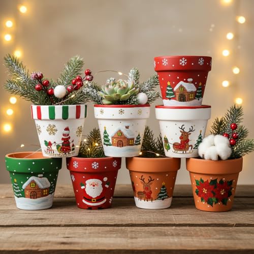 Terracotta Clay Pots with Drainage Holes (4-inch Red)