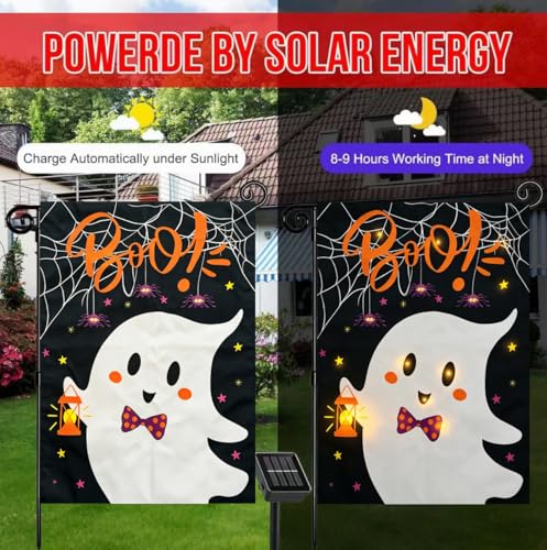 Halloween Lighted Garden Flag for Outside (Ghost)