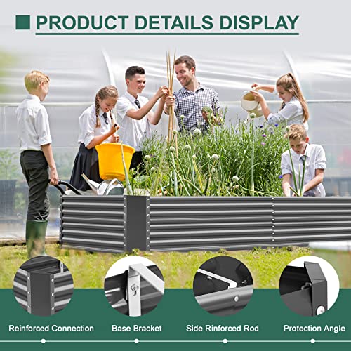 8×4×2 ft Galvanized Raised Garden Bed Kit (8×4×2ft（Rectangular） / 3-grey)