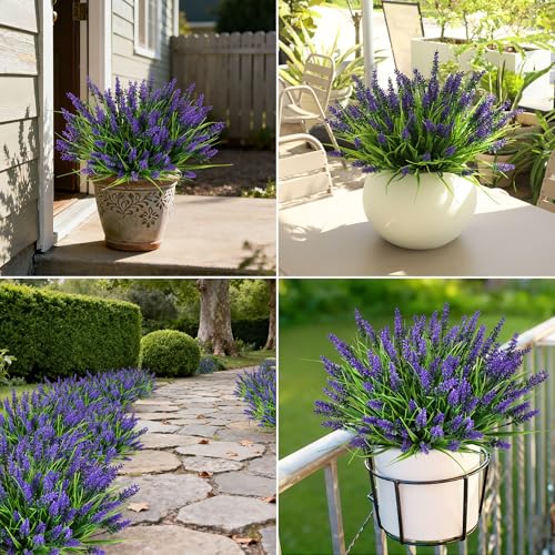 16PCS Artificial Flowers for Outdoors (Purple / 16PCS)