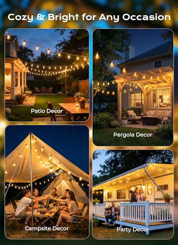 37FT Solar String Lights Outdoor (37FT(10 Sockets))