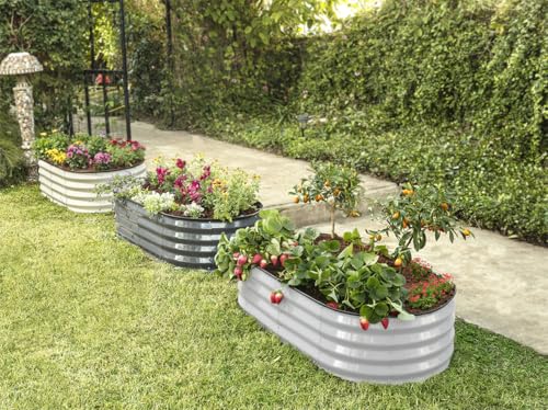 Galvanized Raised Garden Beds Outdoor (Light Gray)