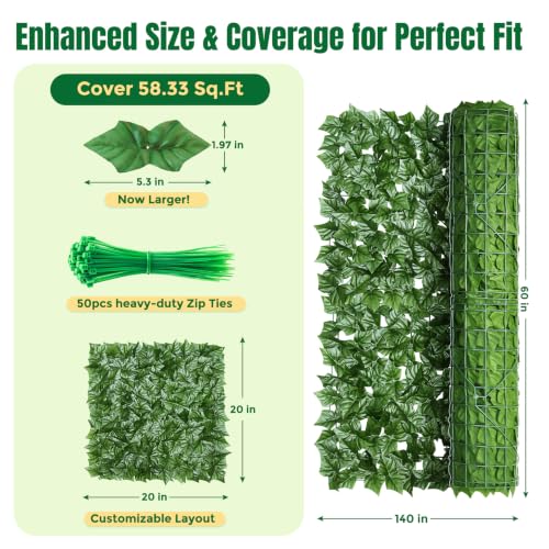 Artificial Ivy Privacy Fence Screen (140 in x 60 in - Maple Leaf)