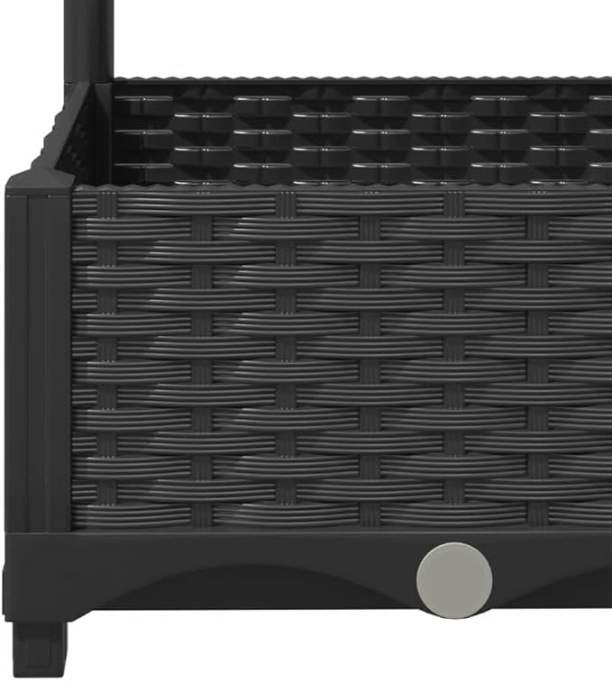 Raised Garden Planter with Trellis Black 31.5"x15.7"x47.8" PP Material Elevated Garden Bed for Outdoor Plants and Flowers, for Climbing Plants Like Tomatoes, Peas, and Roses