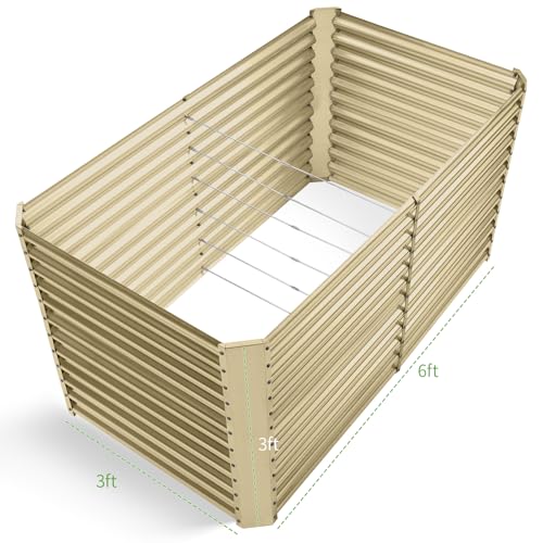 6x3x3ft Rectangular Galvanized Raised Garden Beds (6×3×3ft / Cream Yellow)