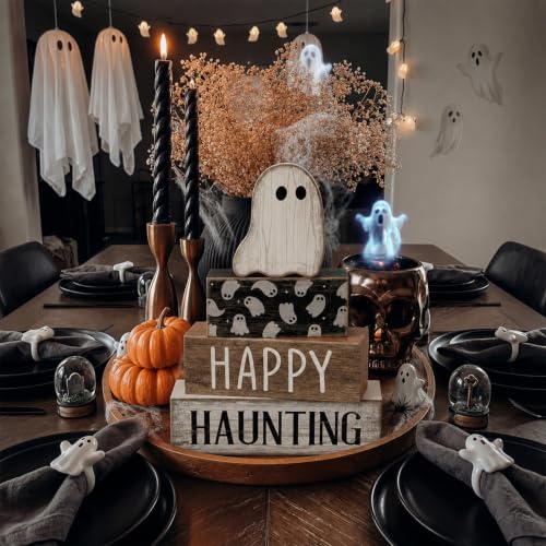 4 Pcs Halloween Table Decor for Home (Happy Haunting)