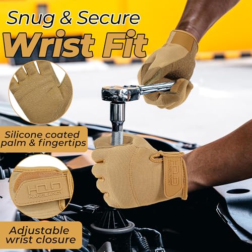 Work Gloves for Men & Women (Khaki (1 Pair) / 2X-Large)