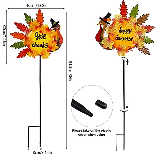 Set of 2 Turkey Garden Stakes Thanksgiving Decor
