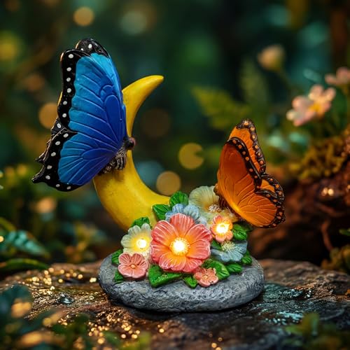 Solar Garden Butterfly Statue Decor for Yard Lawn Patio Outdoor (Butterfly)