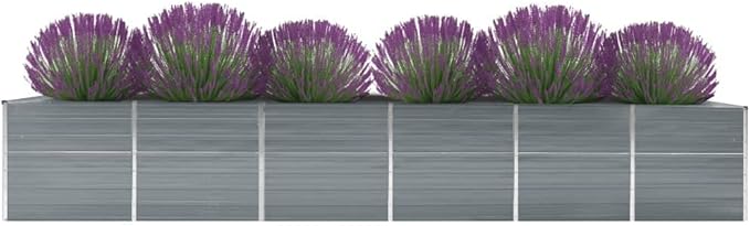 Garden Raised Bed,Garden Bed,Rectangular Planter,Raised Garden Beds Outdoor,Herb Garden Planter Outdoor,for Backyard,Patio,Balcony,Deck,Galvanized Steel 189"x31.5"x30.3" Gray
