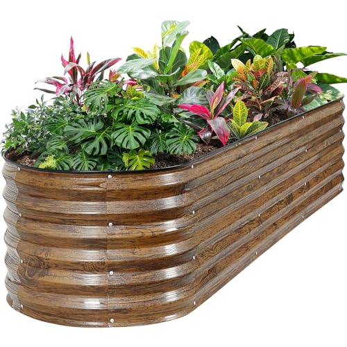 Galvanized Raised Garden Bed (Brown / 8x2x1.4ft(1pcs))