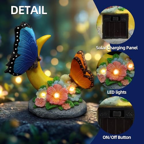 Solar Garden Butterfly Statue Decor for Yard Lawn Patio Outdoor (Butterfly)