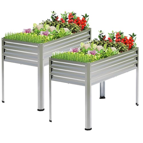 2PCS Galvanized Raised Garden Beds with Legs 48x24x32in (2 PCS)