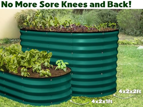 Galvanized Raised Garden Beds Outdoor (Dark Green / 4×2×2 Ft)