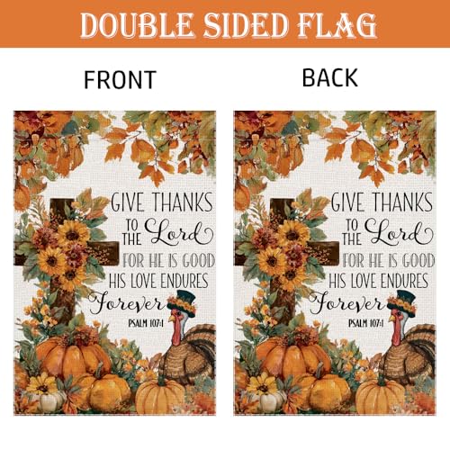 Give Thanks Thanksgiving Turkey Fall Garden Flag 12x18 Inch