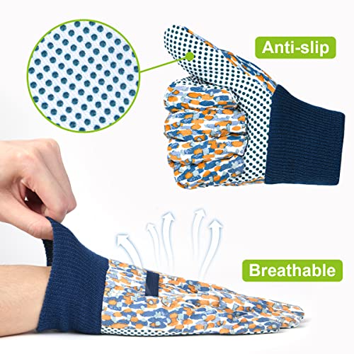Floral Gardening Gloves for Women (2 Pairs - Dark Green Flowers)