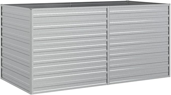 Garden Raised Bed 63"x31.5"x30.3" Galvanized Steel Silver,Raised Garden Bed,Outdoor Planters for Flower Herb Garden