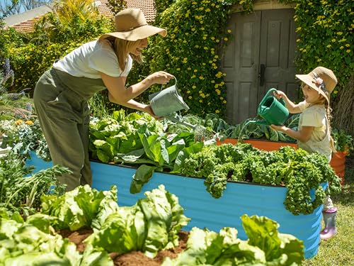 9-in-1 Galvanized Steel Raised Garden Bed // 8×2×1.5 ft Modular Planter for Gardening, Vegetables, Flowers // 18" Tall Metal Raised Garden Beds Outdoor (Teal) // Patented Design Planter Box (Teal / 8x2x1.5 ft)