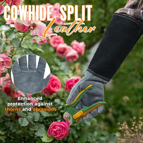 Rose Pruning Gloves for Men Women (Slate Gray / X-Large (Pack of 1))