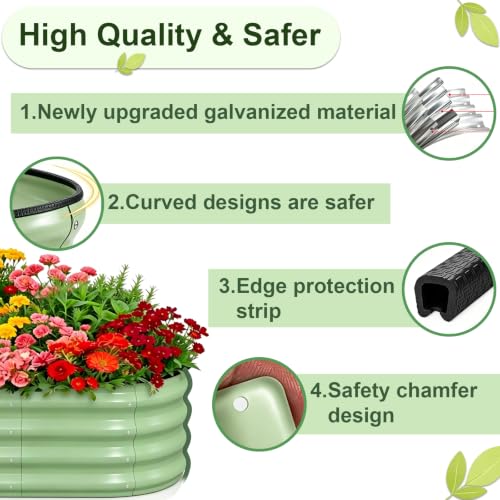 Galvanized Raised Garden Bed Outdoor 6x3x1 ft 1 Pack Oval Green (Green / 6 x 3 x 1 ft)