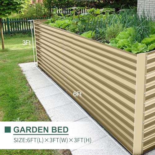 6x3x3ft Rectangular Galvanized Raised Garden Beds (6×3×3ft / Cream Yellow)