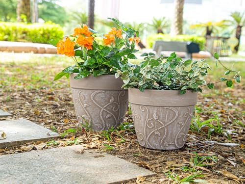 Plant Pots Indoor with Drainage & Saucer (Undecorated Pottery Color / 7/8 inch)