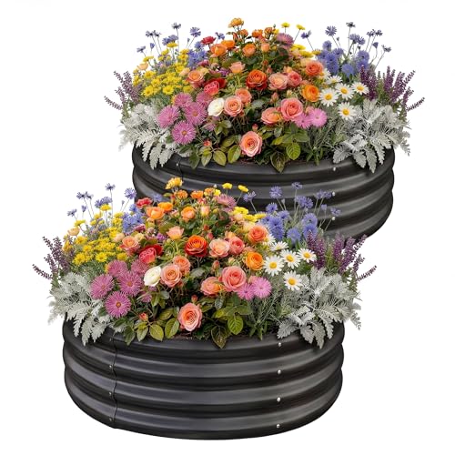 Galvanized Raised Garden Bed 2Pcs (2×2×1ft（2-Pack） / 2-grey)