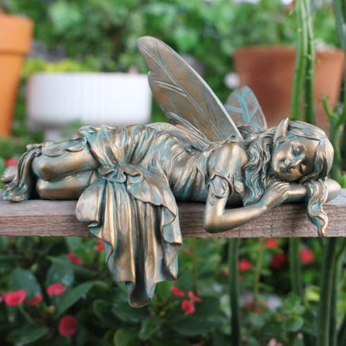 Vintage Bronze Sleeping Fairy Statue Outdoor Garden Decor (Sleeping)