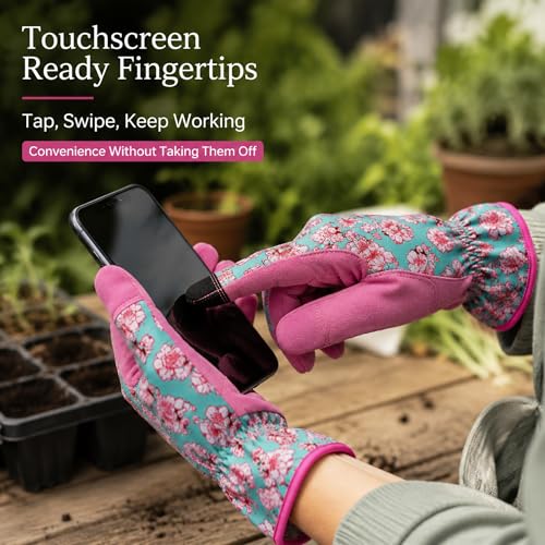Lightweight Gardening Gloves (Pink&blue / Medium)
