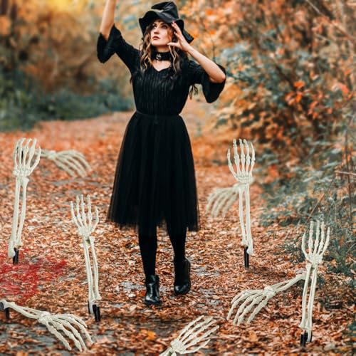 10 PCS Halloween Skeleton Arm Decor White Hands Stakes for Outdoor