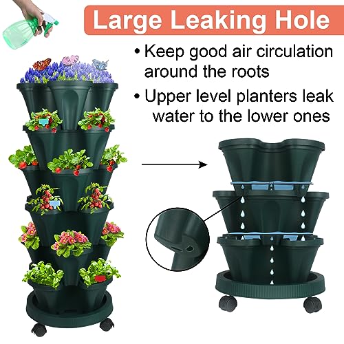 Vertical Planter Tower (Green / 6 Tier)