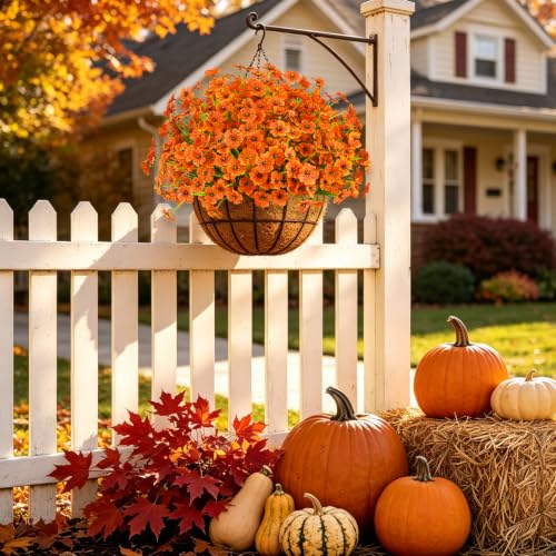 24PCS Artificial Fall Flowers for Outdoors (Orange / 24PCS)