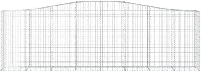 Gabion Basket Silver Galvanized Iron, 157.5 x 19.7 x 47.2/55.1 in, Heavy-Duty Retaining Wall, Outdoor Garden Barrier, Long-Lasting Landscape Solution