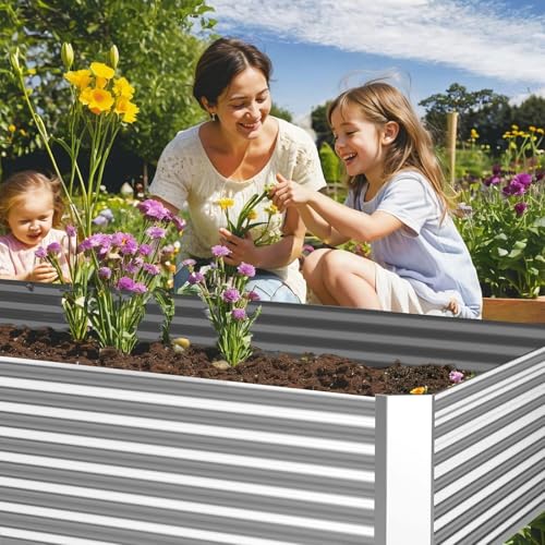 4 Pack 6x3FT Corrugated Galvanized Steel Raised Garden Bed Outdoor (6x3 feet)