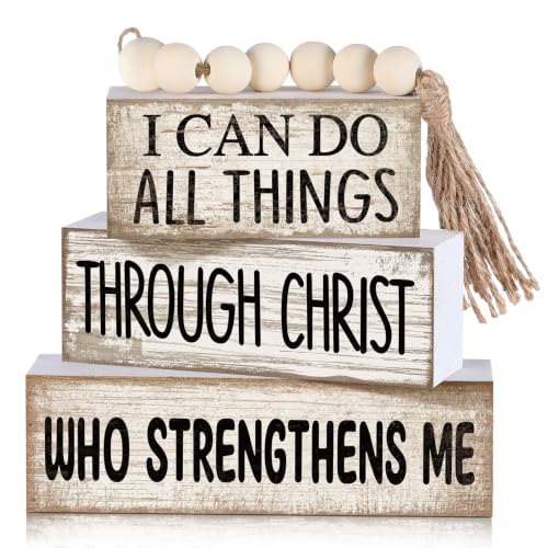 4 Pcs Christian Table Decor for Home (I Can Do All Things Through Christ)
