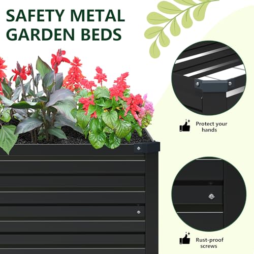 2PCS 9x3x1ft Galvanized Raised Garden Beds Kit (Black / 9x3x1FT(2PCS))