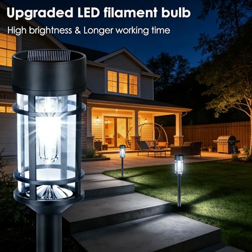 Solar Pathway Lights Outdoor (Black)