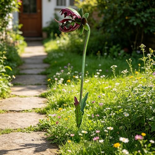 Whimsical Metal Carnivorous Plant Garden Stake (D)